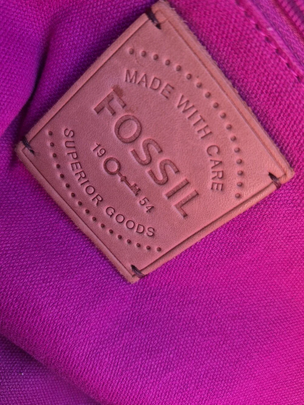 Fossil Vintage Jesse Suede & Canvas Embellished Patchwork Tote - Picture 8 of 10